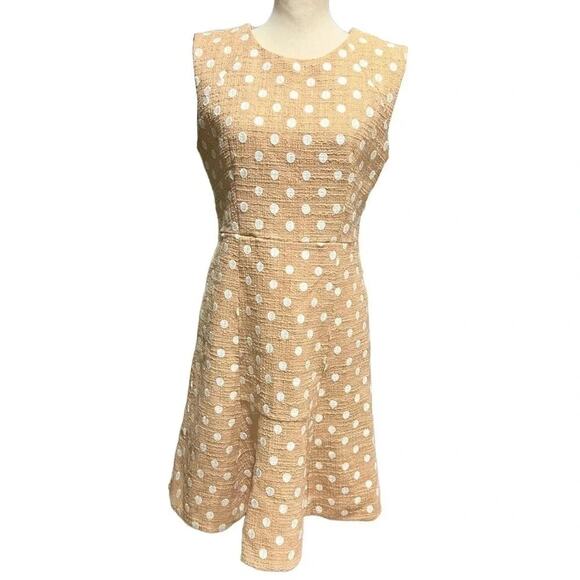 J.CREW MARCY POLKA-DOT EMBROIDERED TWEED MINI DRESS IN CAMEL Size 8 NWOT - Picture 3 of 13
